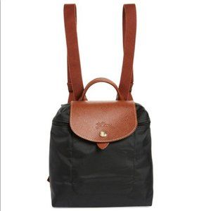 Longchamp Mini Le Pliage Backpack Black NWT Leather Nylon